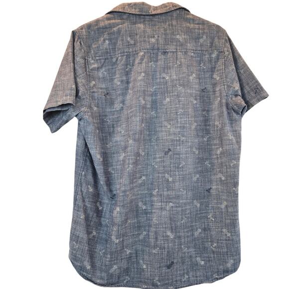 Micros Los Angeles Blue Chambray Pineapple Tropical Print Shirt Pocket Large - Picture 4 of 8